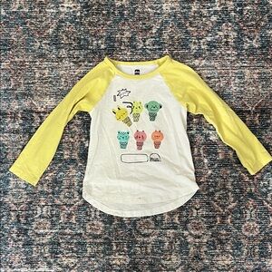 Tea Collection Ice Cream Graphic Long Sleeve Tee - Yellow & White